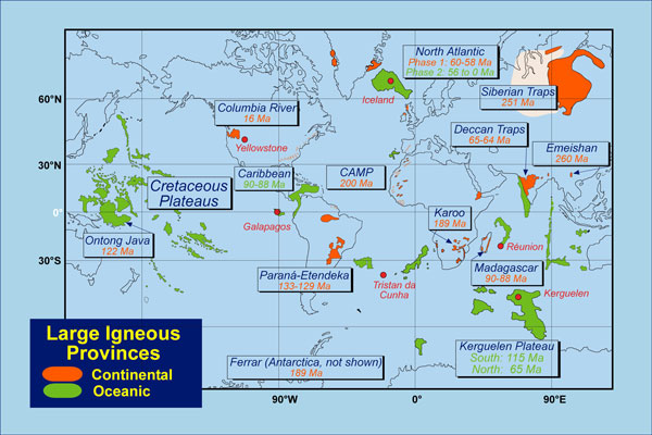 map of A Large Igneous Province  in the world